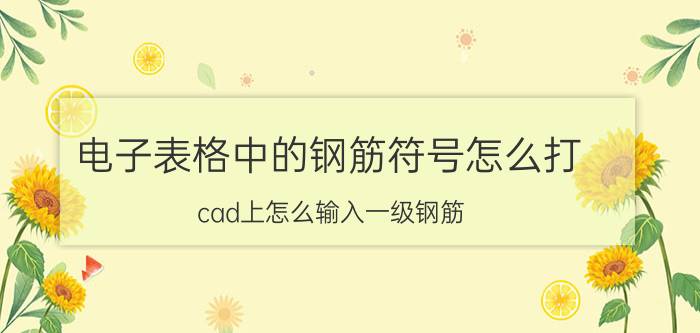 电子表格中的钢筋符号怎么打 cad上怎么输入一级钢筋？